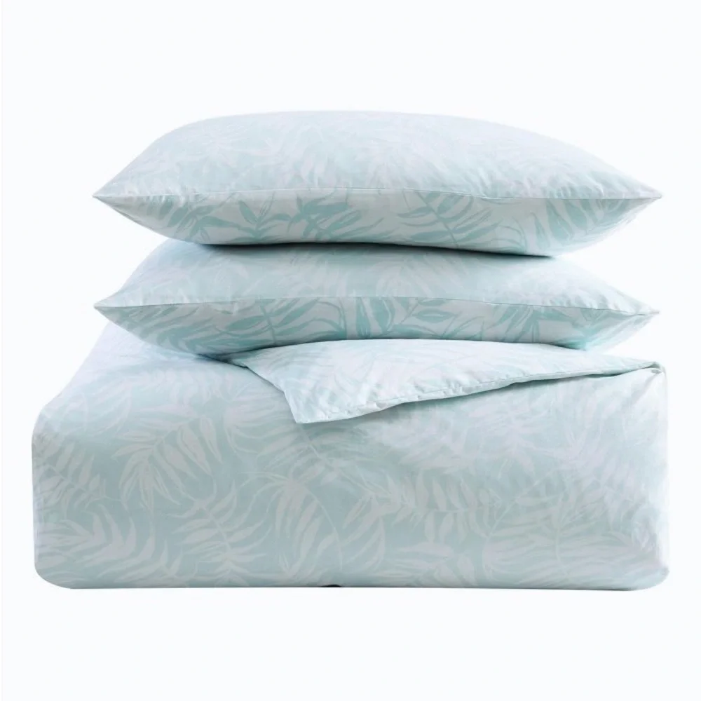 Tommy Bahama Palms Blue 3-Piece Plain Weave Cotton Reversible Comforter Sham Set